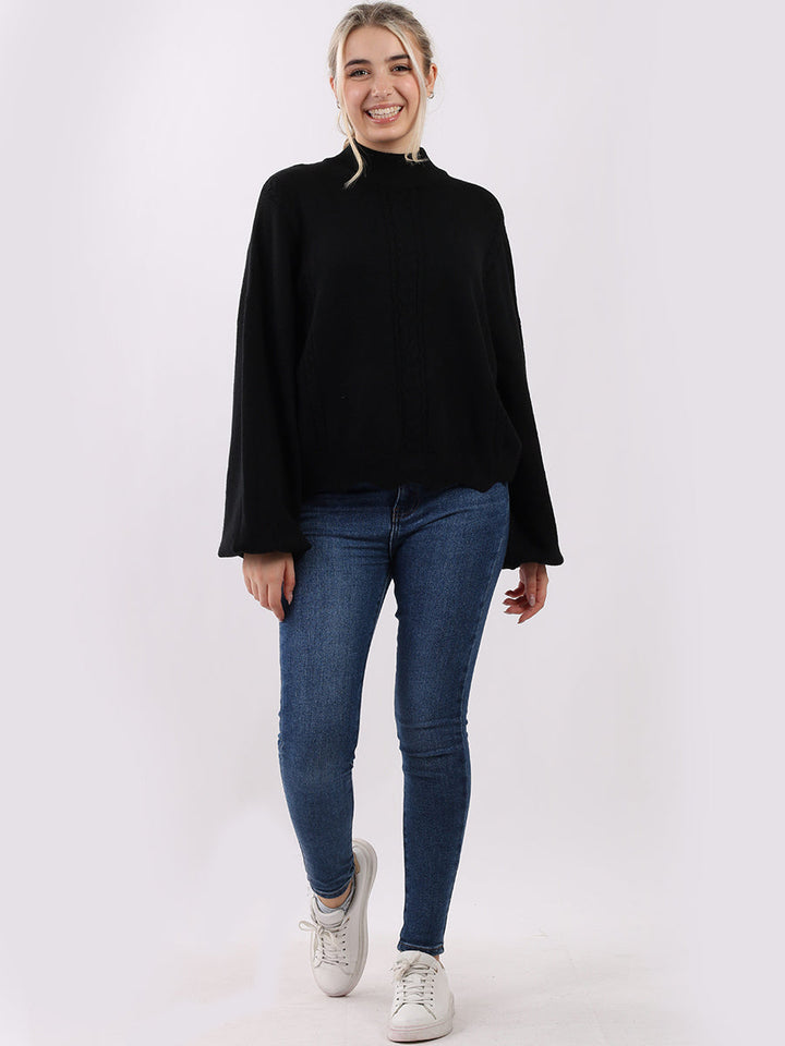 Knitted Crop Pullover Black