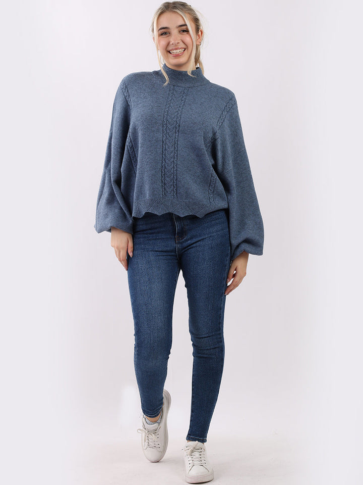 Knitted Crop Pullover Denim