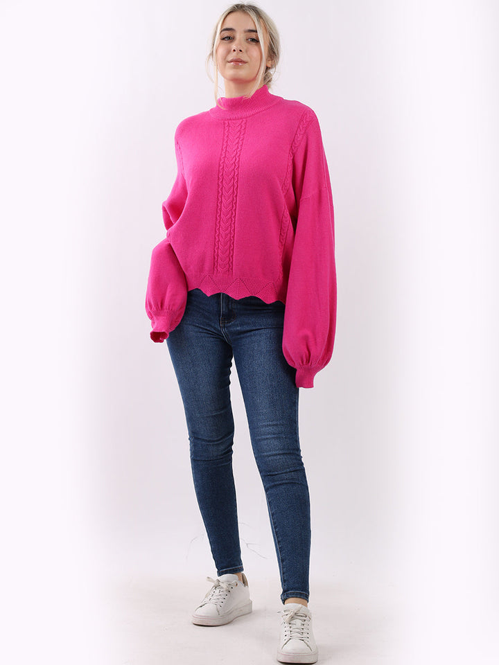 Knitted Crop Pullover Fuchsia
