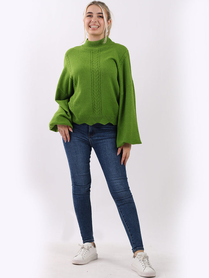 Knitted Crop Pullover Green