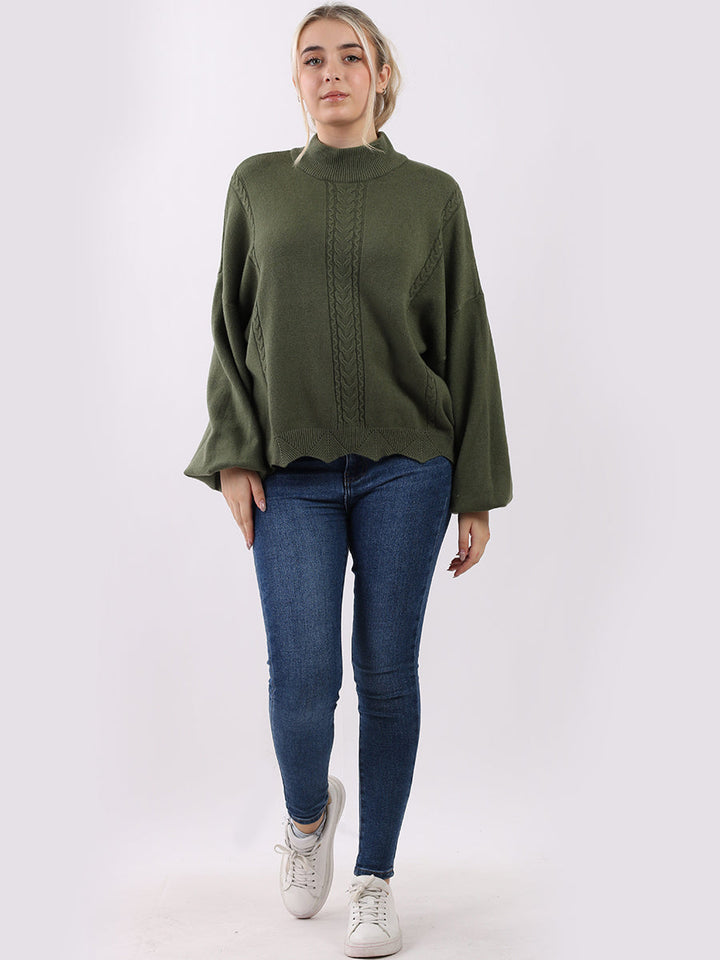Knitted Crop Pullover Khaki