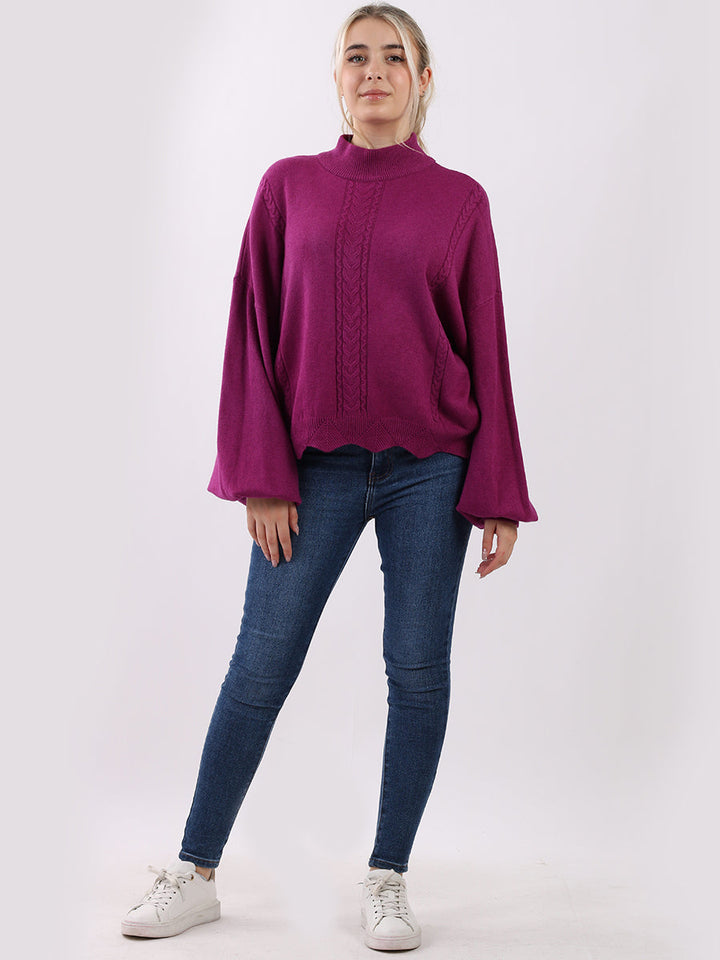Knitted Crop Pullover Magenta