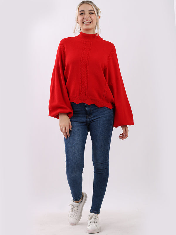 Knitted Crop Pullover Red
