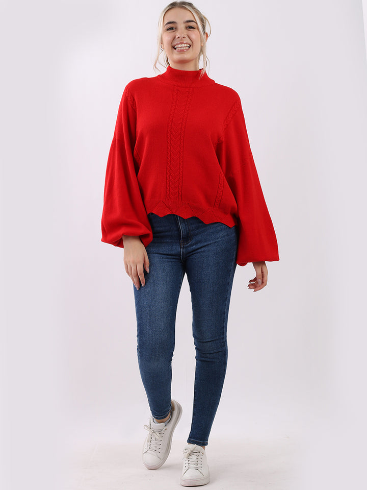 Knitted Crop Pullover Red