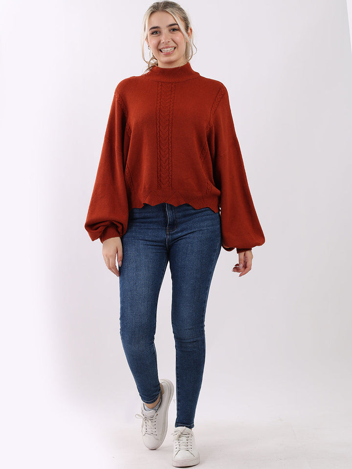 Knitted Crop Pullover Rust