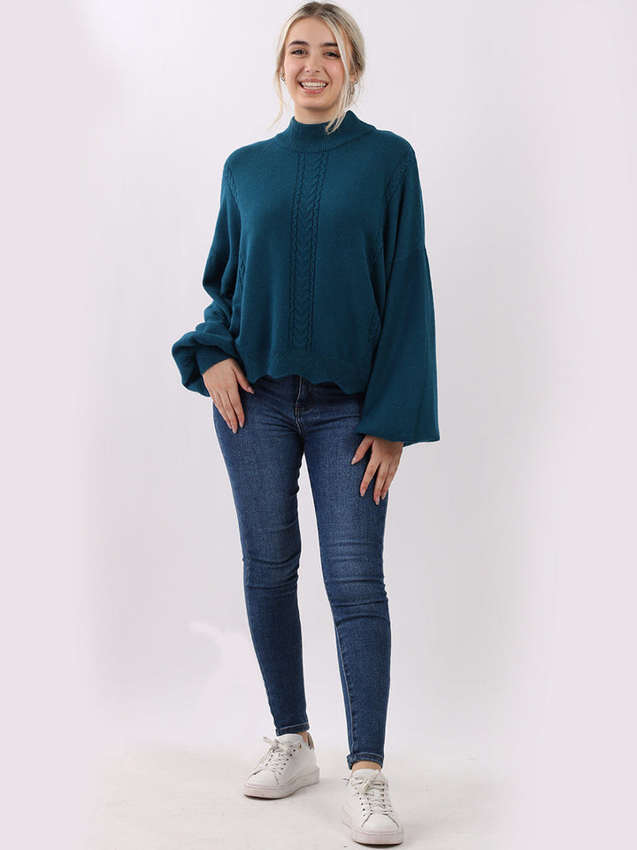 Knitted Crop Pullover Teal