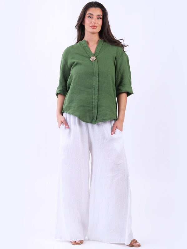 Italian Plain High Low Ladies Linen Lagenlook Top