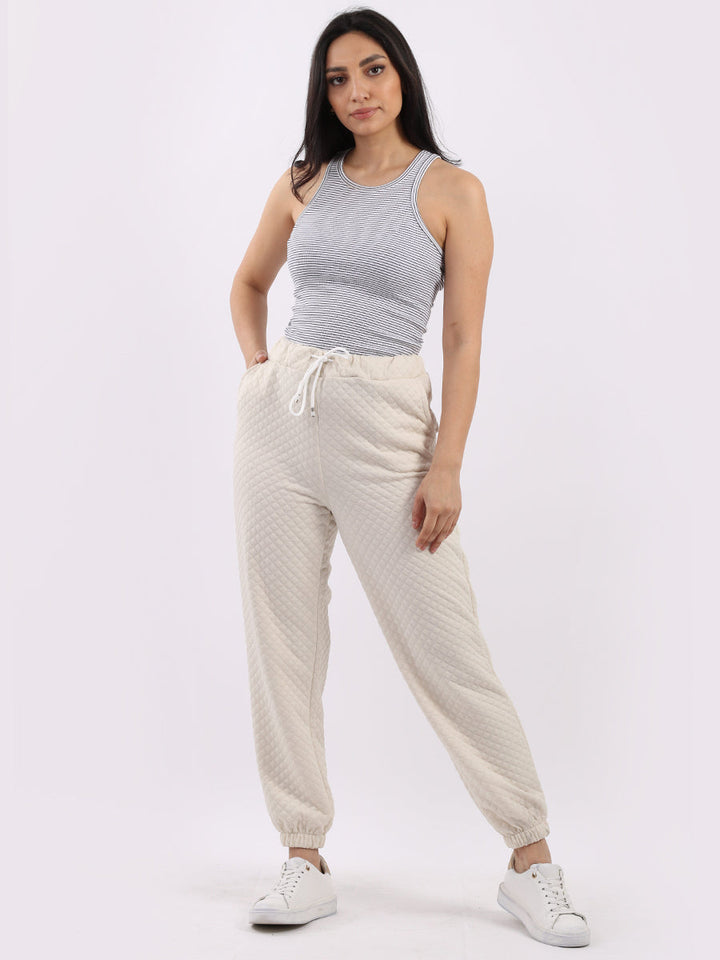 Ladies Comfy Quilted Pyjama Beige
