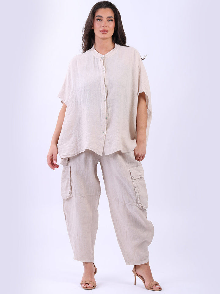 Linen Baggy Top Beige