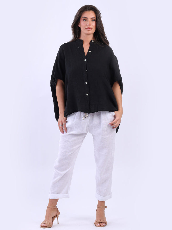 Linen Baggy Top Black