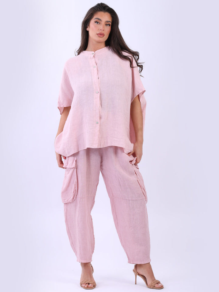 Linen Baggy Top Pink