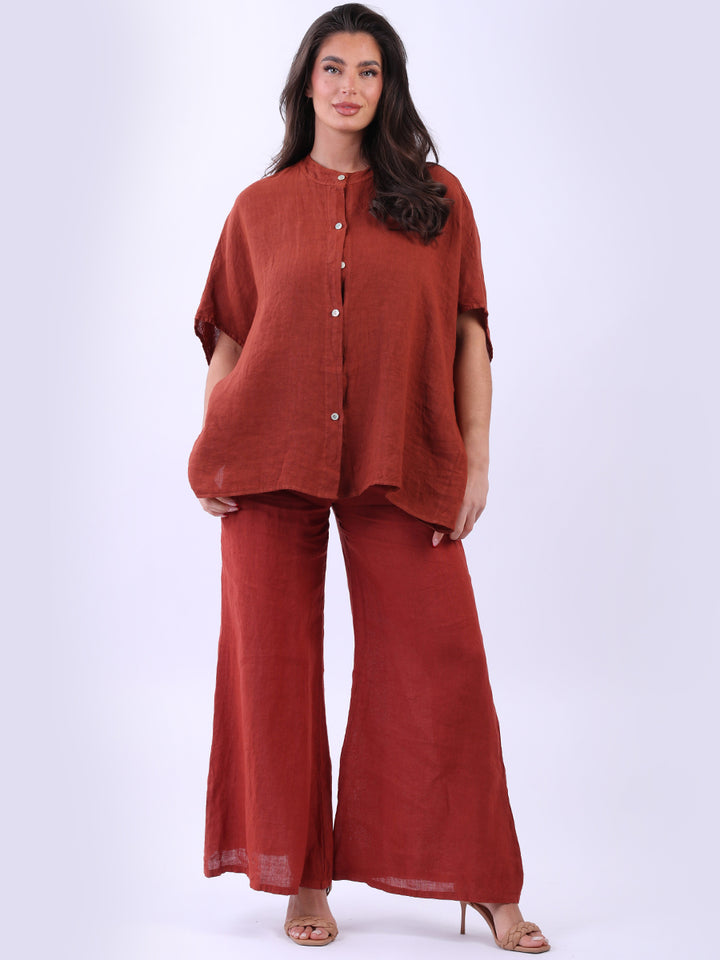 Linen Baggy Top Rust