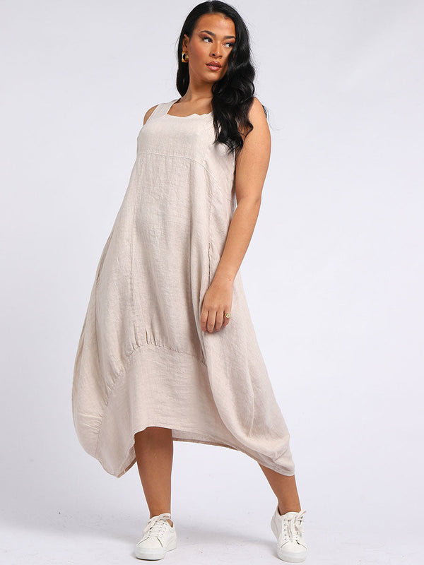 Italian Plain Linen Lagenlook Dress