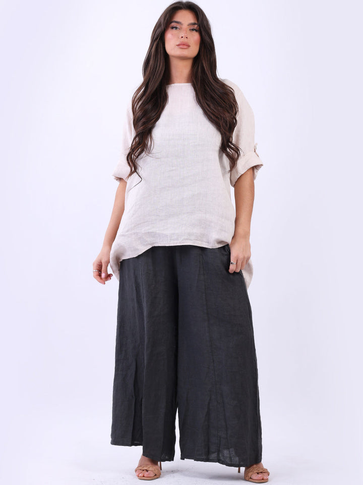 Plain Linen High Low Top White