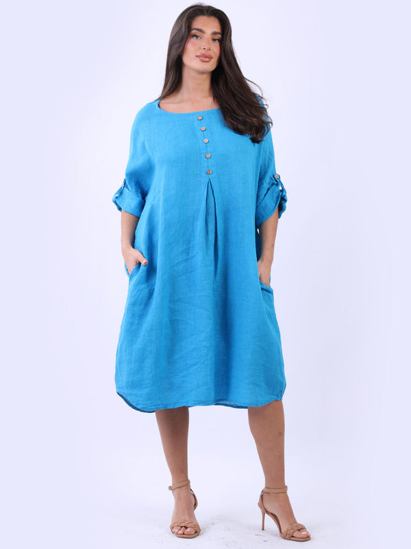 Linen Midi Dress Azure