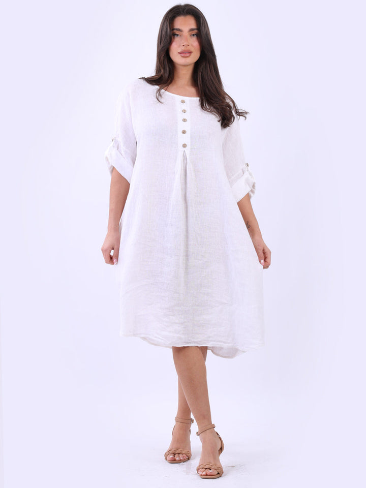Linen Midi Dress White