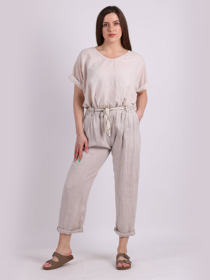 italian plain linen trouser