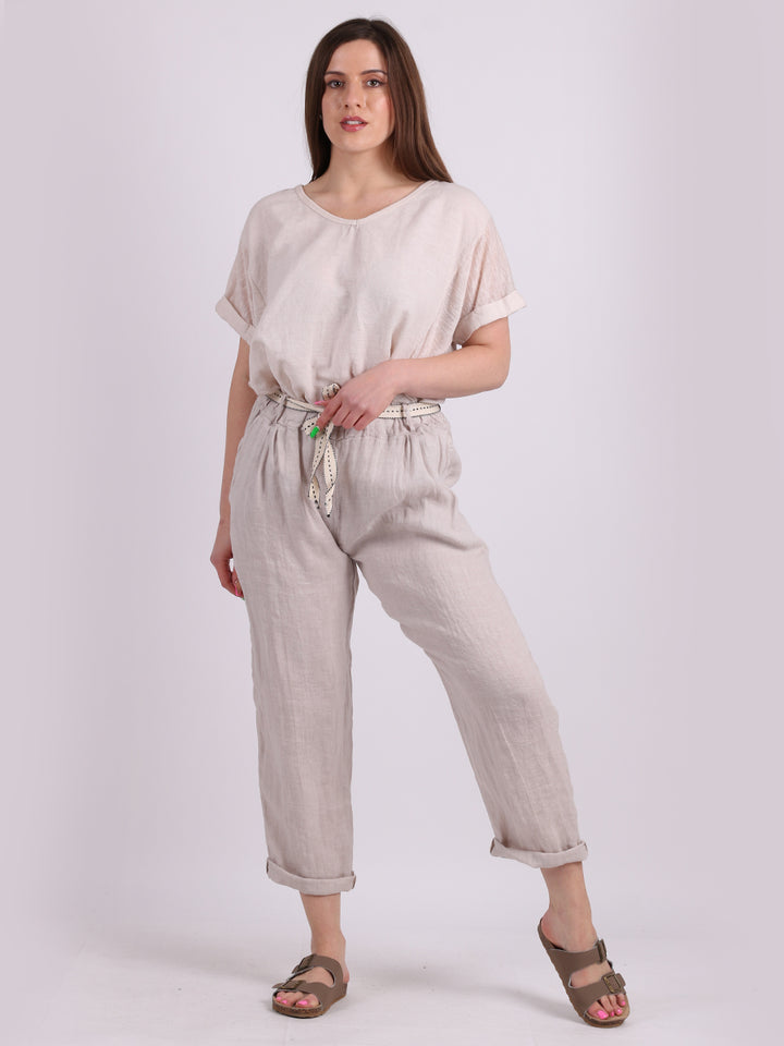italian plain linen trouser