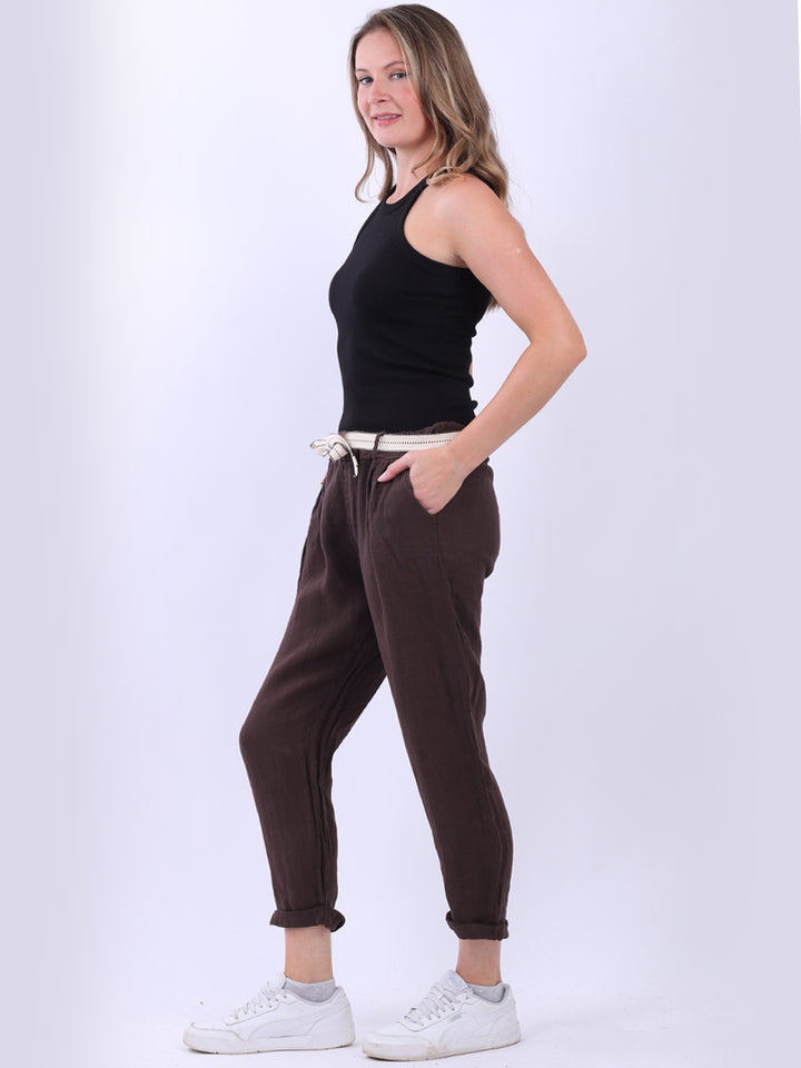 italian plain linen trouser