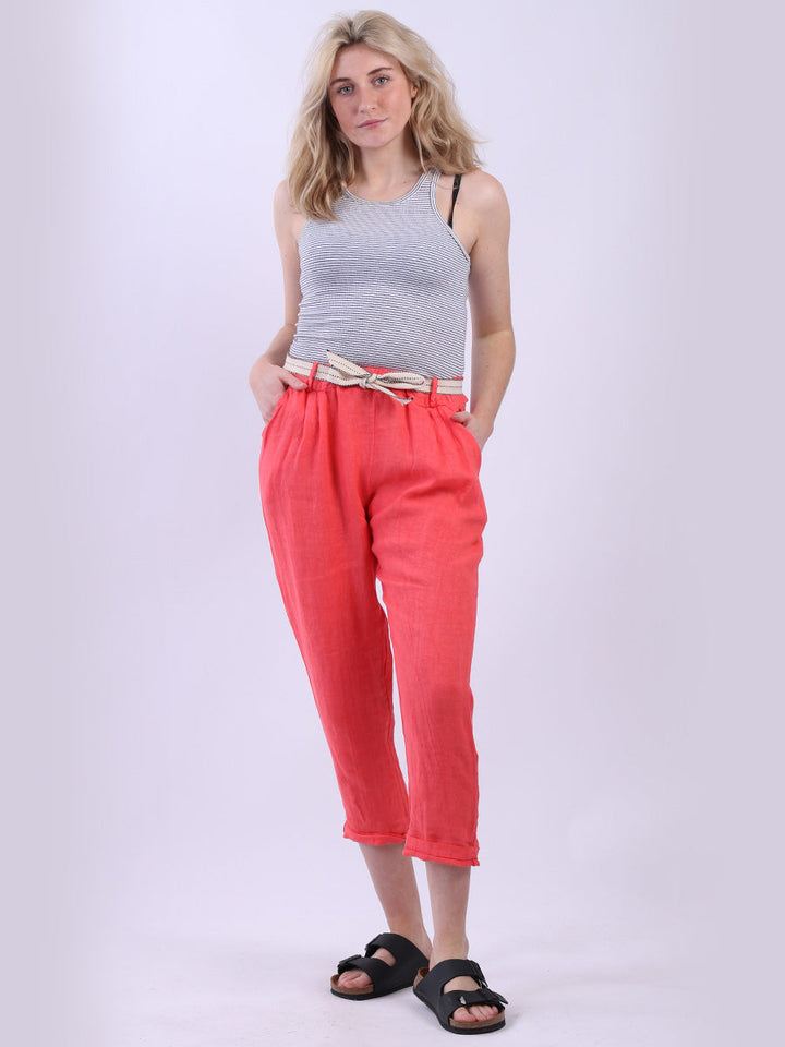 italian plain linen trouser