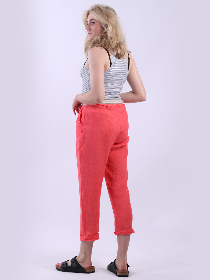 italian plain linen trouser