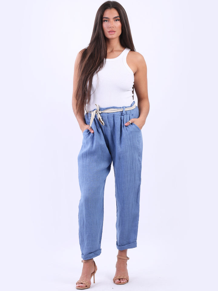italian plain linen trouser