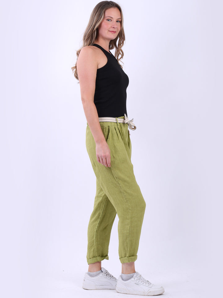 italian plain linen trouser