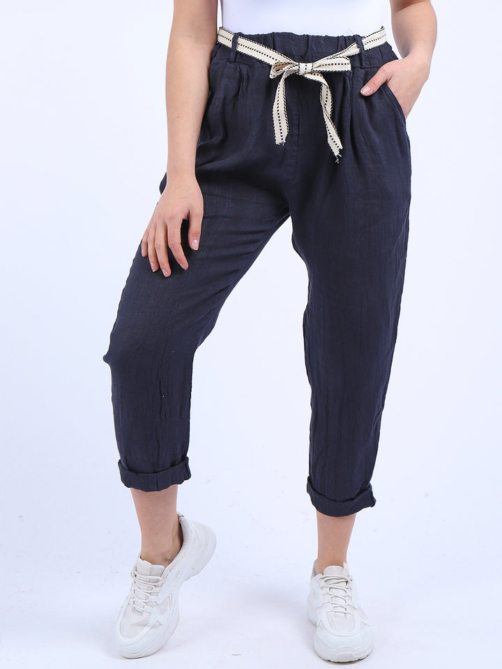 italian plain linen trouser