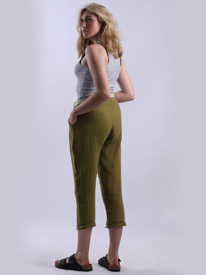 italian plain linen trouser