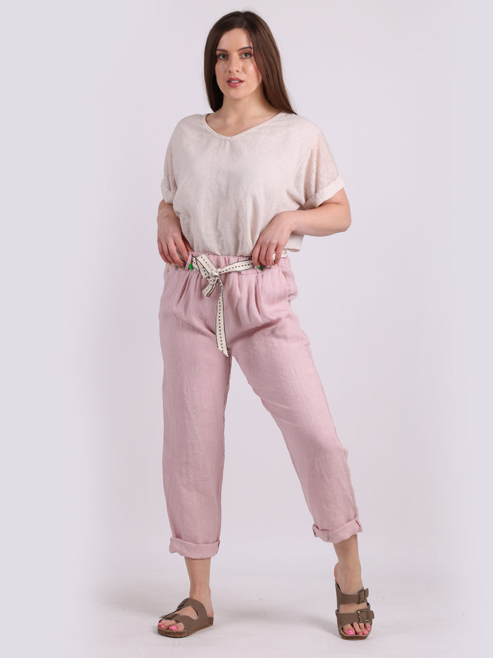 italian plain linen trouser
