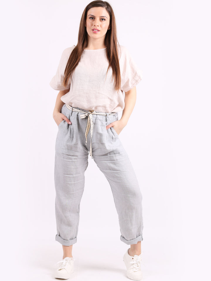 italian plain linen trouser