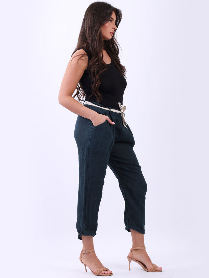 italian plain linen trouser