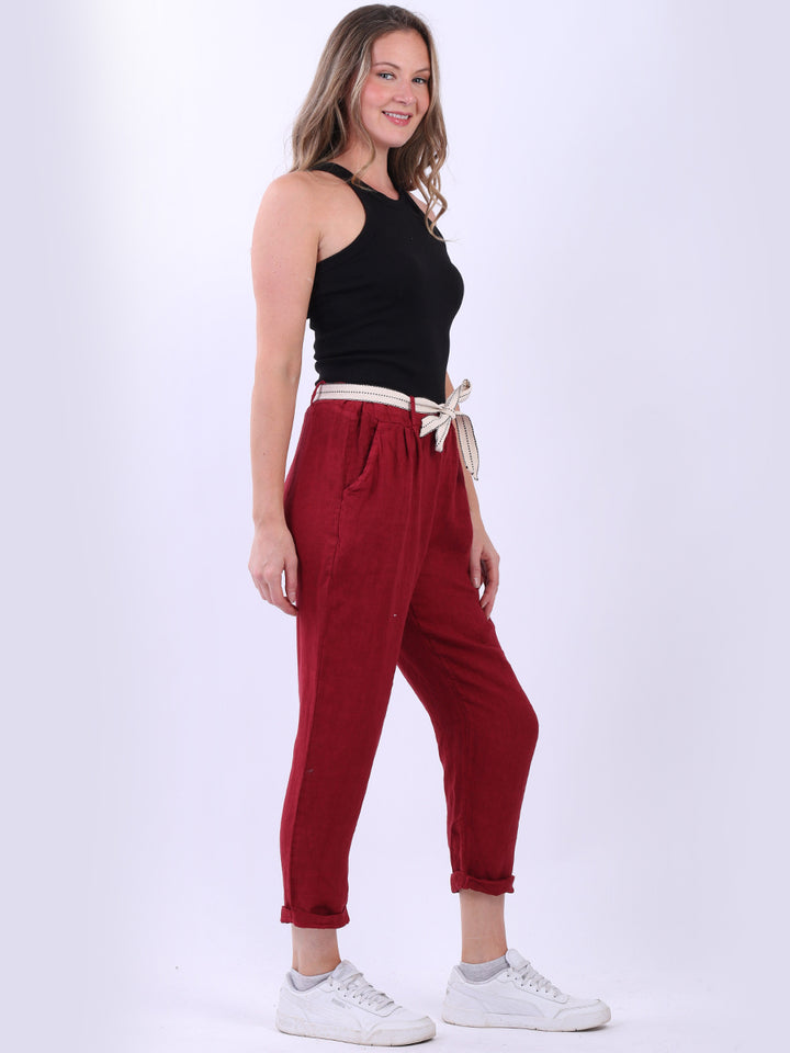 italian plain linen trouser
