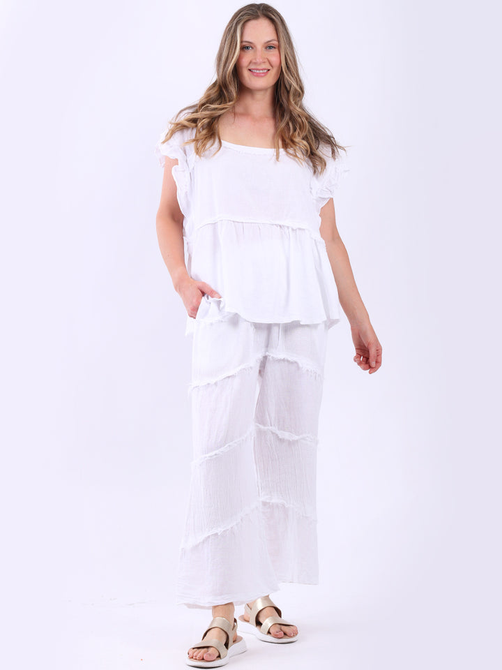 Linen Wide Leg Ladies Pant