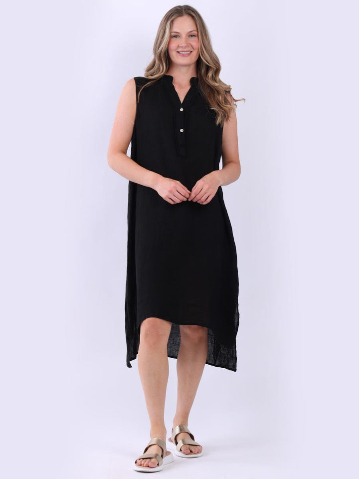 Women Linen Lagenlook Shift Dress