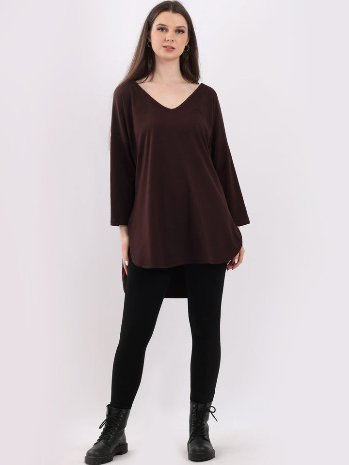 Plain Hi Lo Baggy Top Chocolate