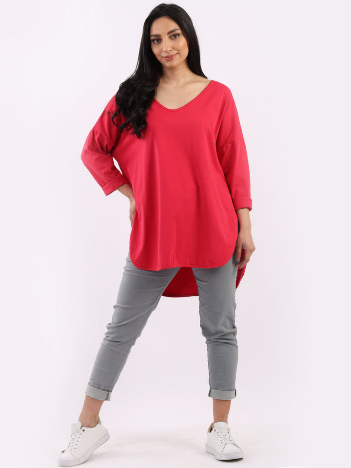 Plain Hi Lo Baggy Top Coral