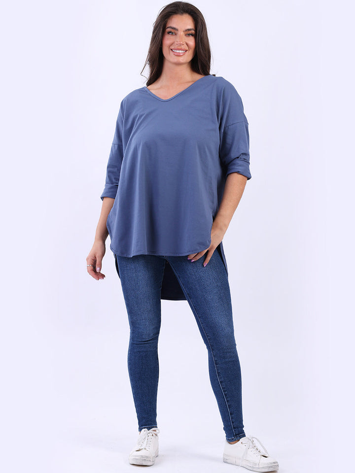 Plain Hi Lo Baggy Top Denim