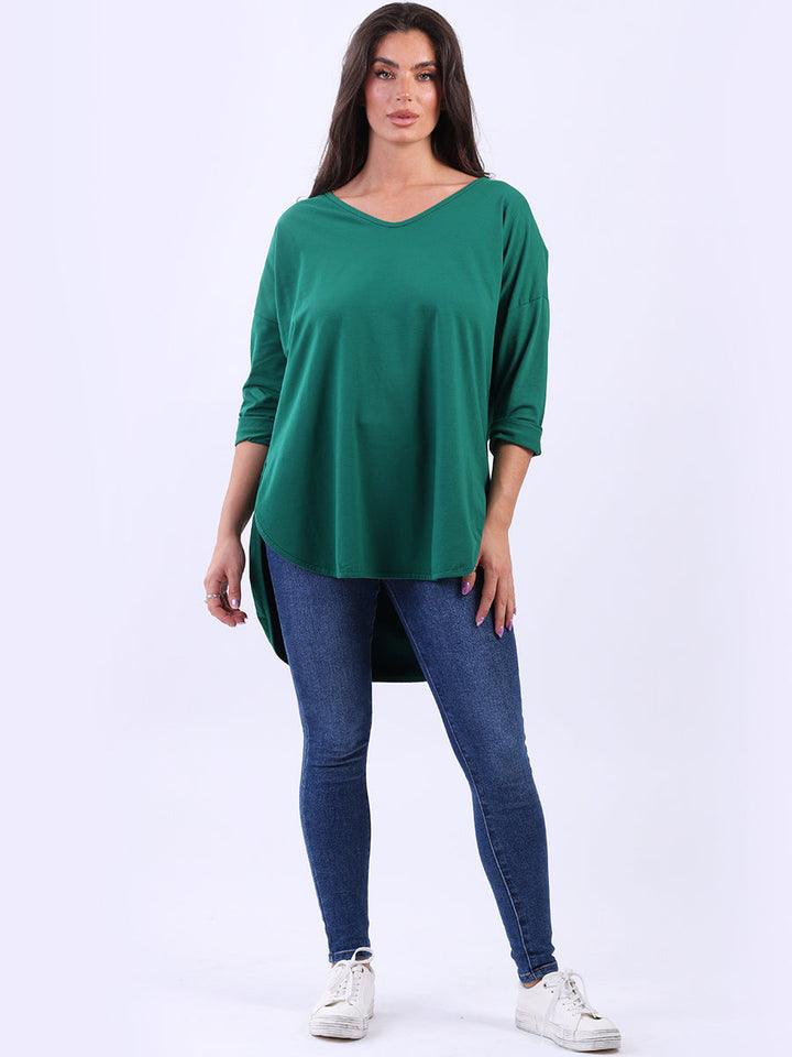 Plain Hi Lo Baggy Top Green