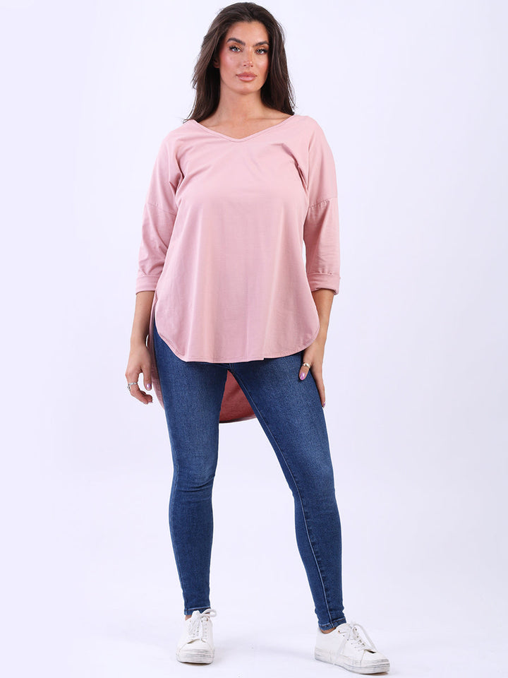 Plain Hi Lo Baggy Top Pink