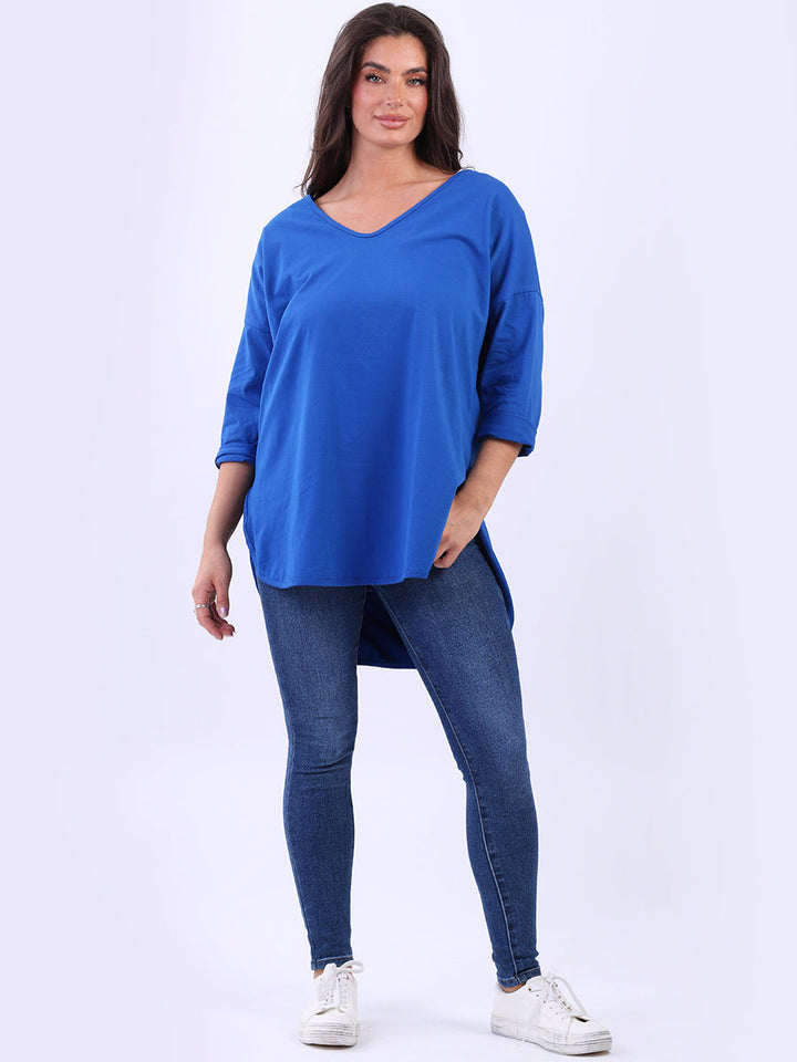Plain Hi Lo Baggy Top Royal Blue