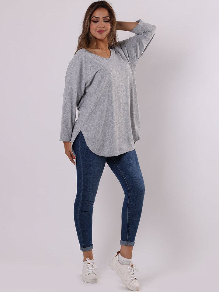 Plain Hi Lo Baggy Top Silver