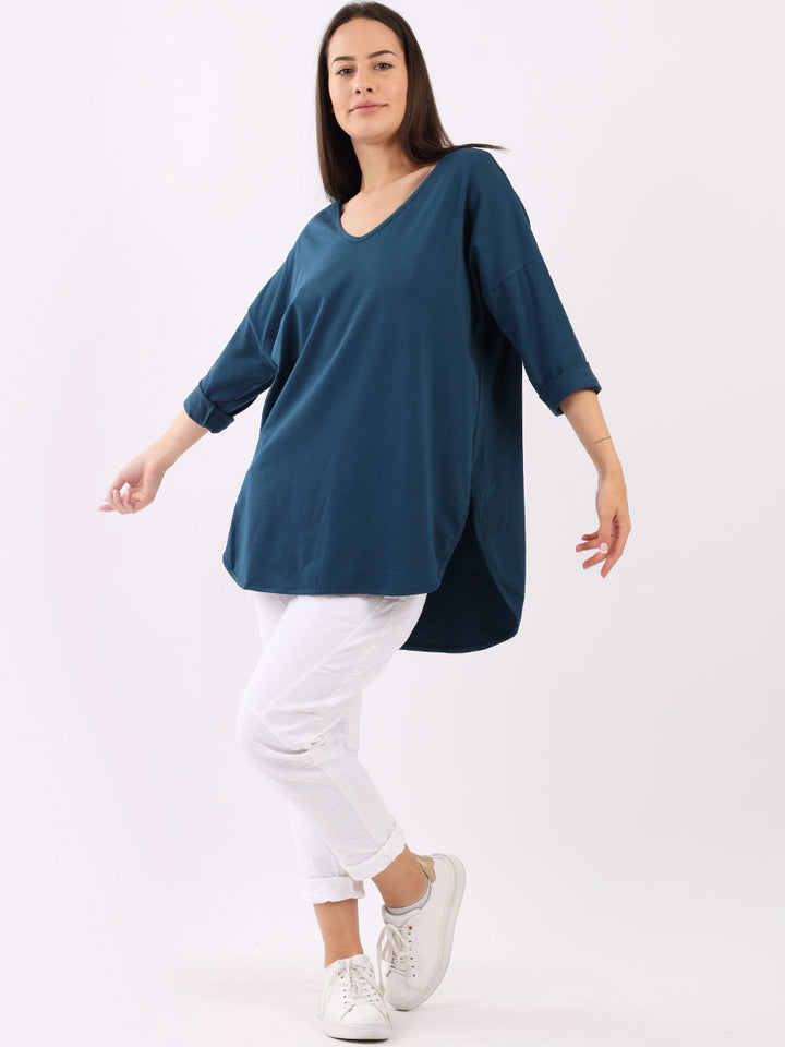 Plain Hi Lo Baggy Top Teal