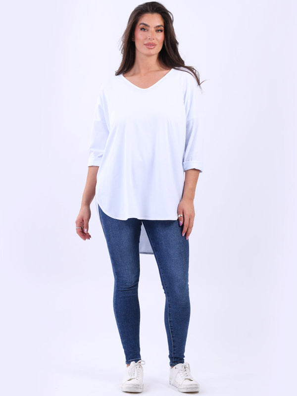 Plain Hi Lo Baggy Top White
