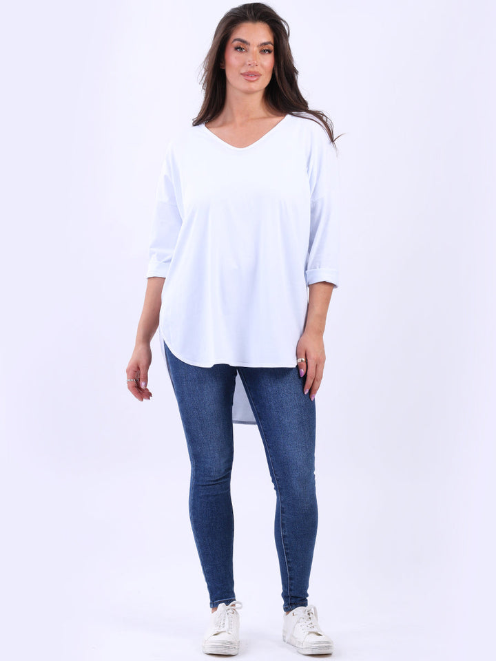 Plain Hi Lo Baggy Top White