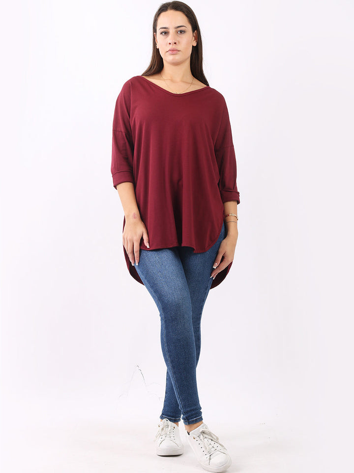 Plain Hi Lo Baggy Top Wine
