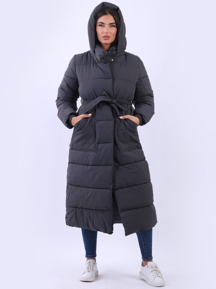 Plus Size Down Puffer Padded Coat Charcoal