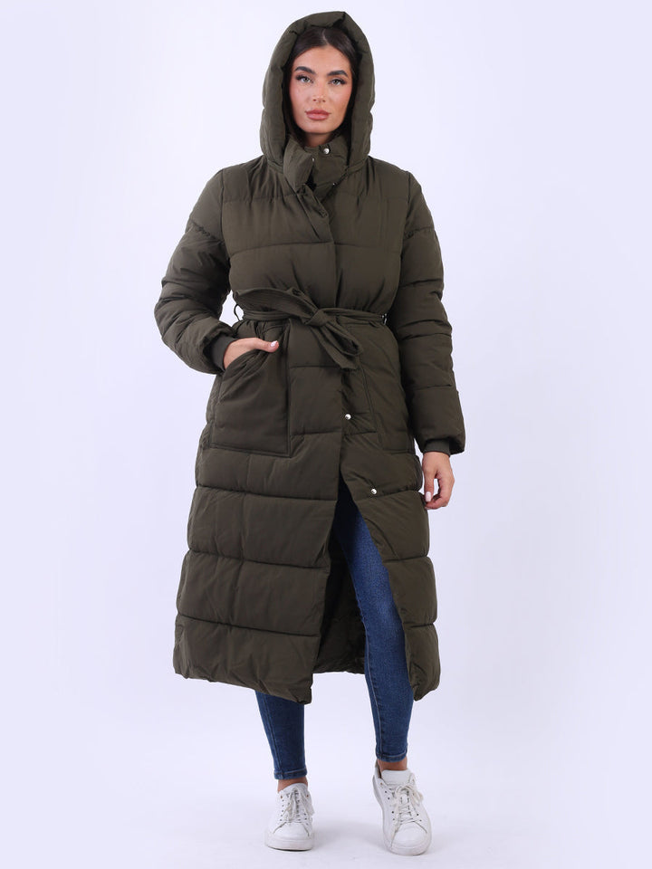 Plus Size Down Puffer Padded Coat Khaki