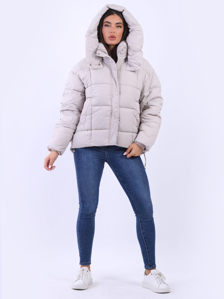 Plus Size Hooded Puffer Quilted Jacket
