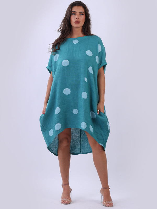 italian polka dot lagenlook linen top